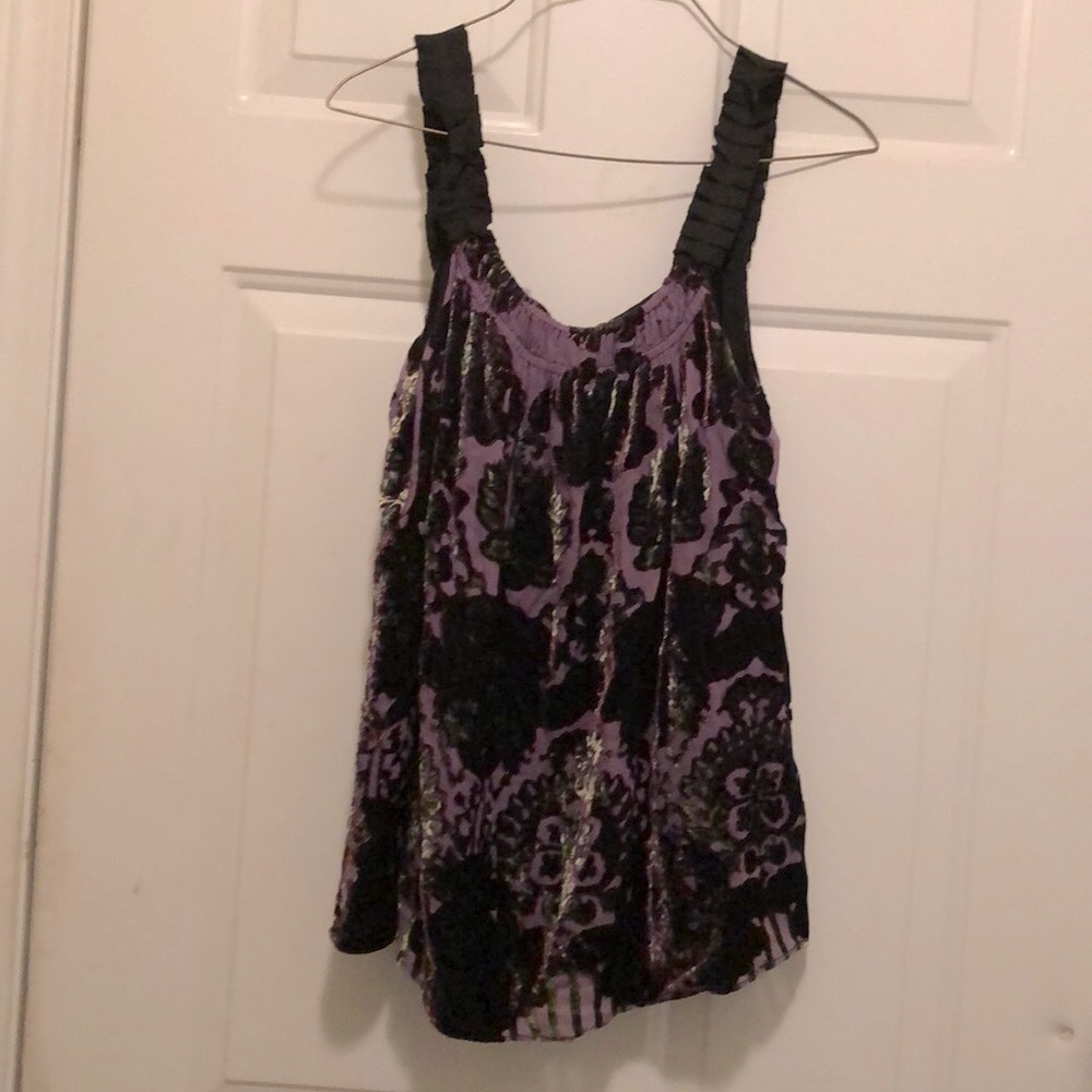 Purple and Black Burnout Velvet Women's Top